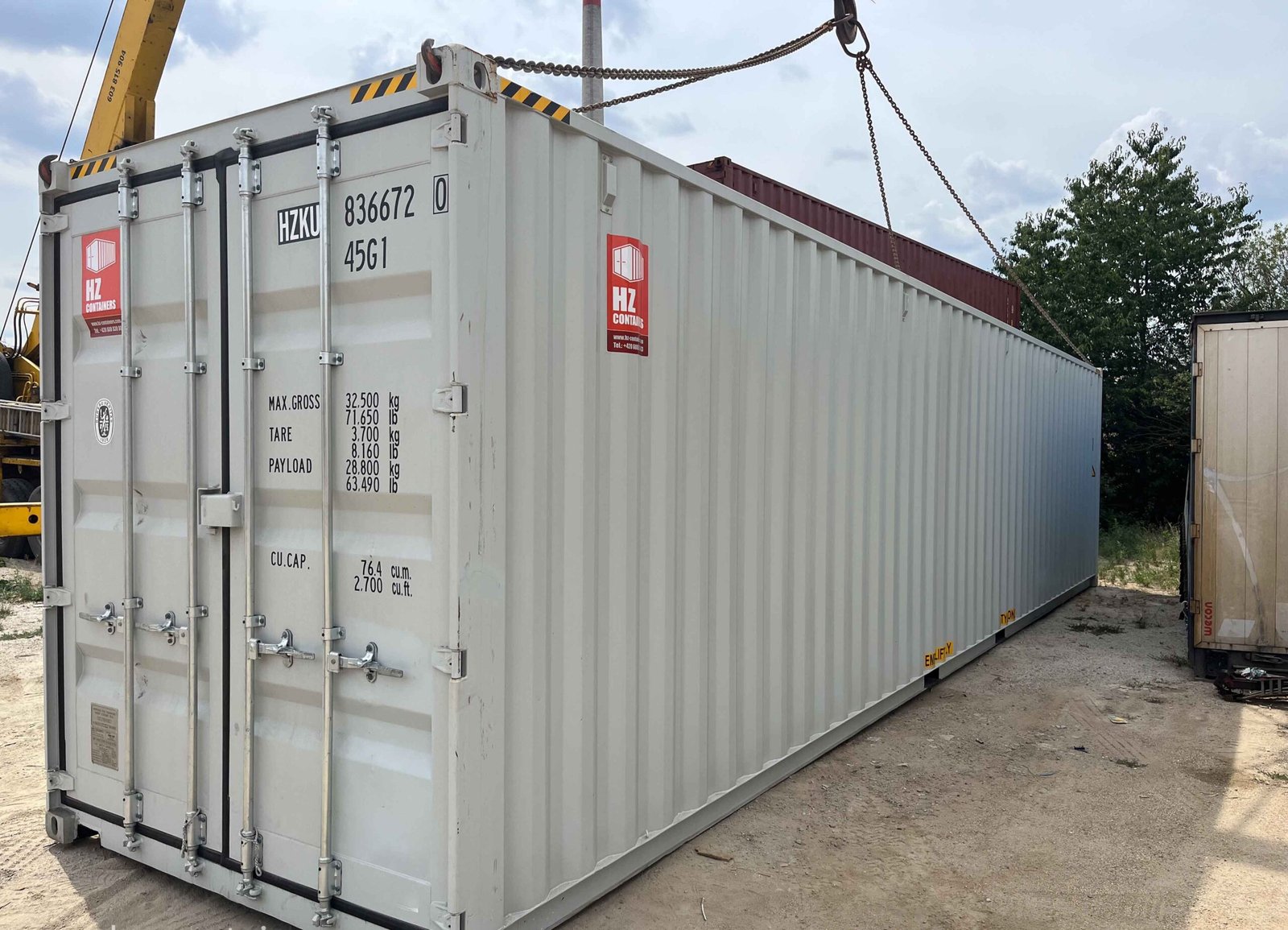 Contenedor marítimo de almacenamiento 40′ High Cube nuevo – CSC válido, 836 672-0, gris claro