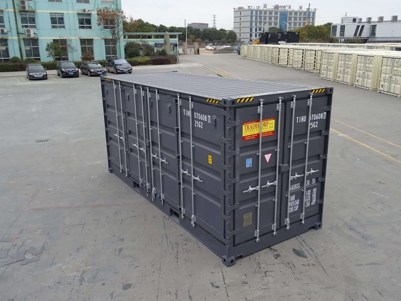 Contenedor marítimo 20′ High Cube Side Opening – Nuevo gris