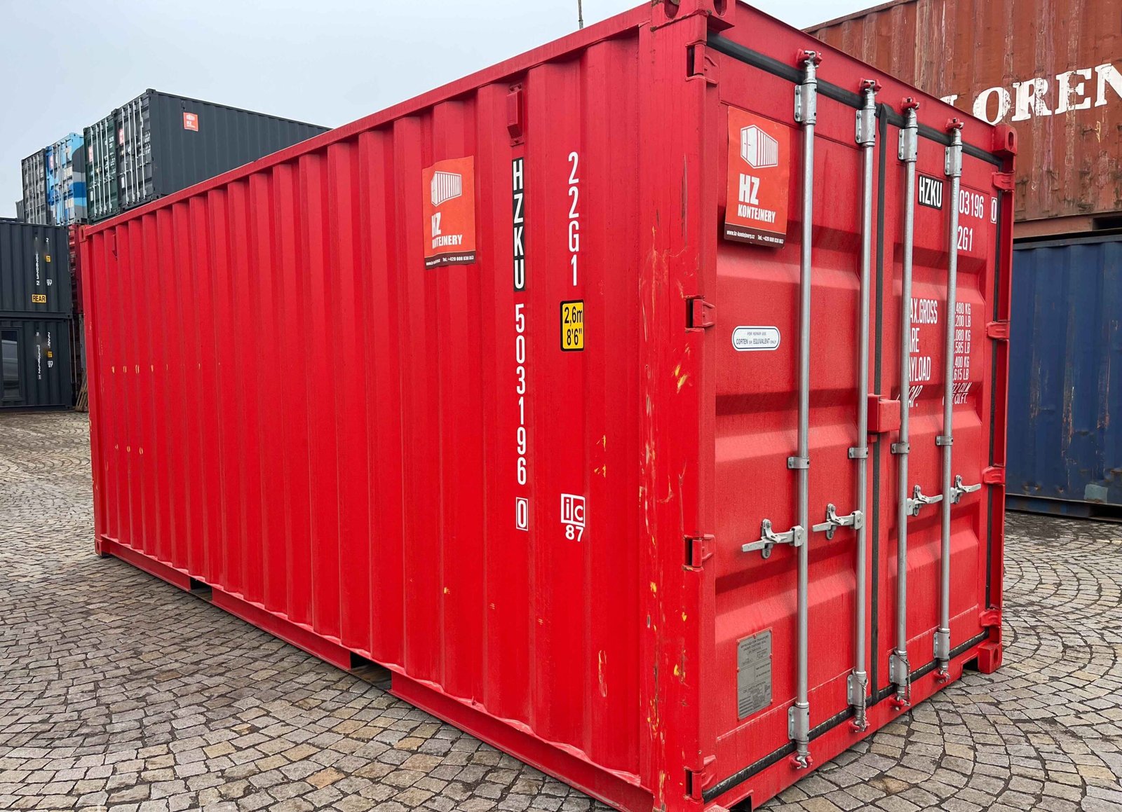 Contenedor marítimo 6 m – One Way en rojo RAL 3020, nuevo estándar